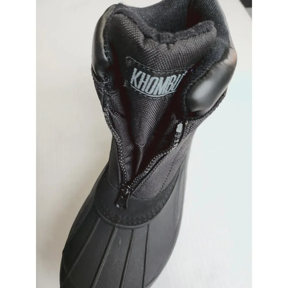 Sz 10 Khombu Snow Boots Men's Black Jessie Waterproof Front Zip Thermolite New